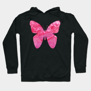 Pink butterfly. The effect of broken glass, mosaic. Hoodie